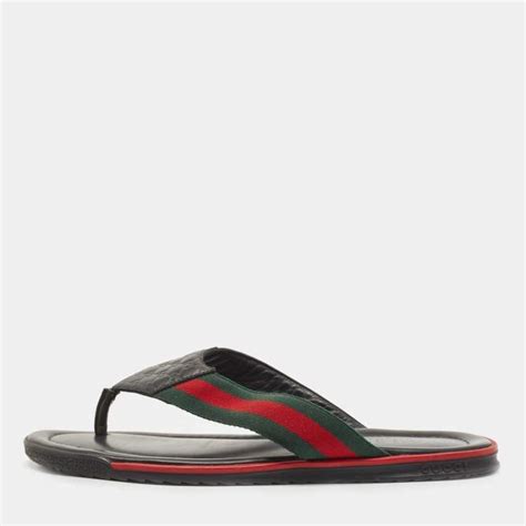 gucci male thong|Black Leather Web And Thong Sandal .